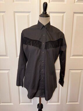 Vintage Ely Western Black Fringe Shirt Cowboy Western Boho Horse